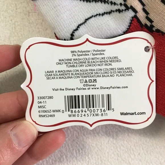 ✨🎄 2 Pairs of Disney Fairies Tinker Bell Christmas Anklet Socks, NWT 🎄✨ - Picture 6 of 11